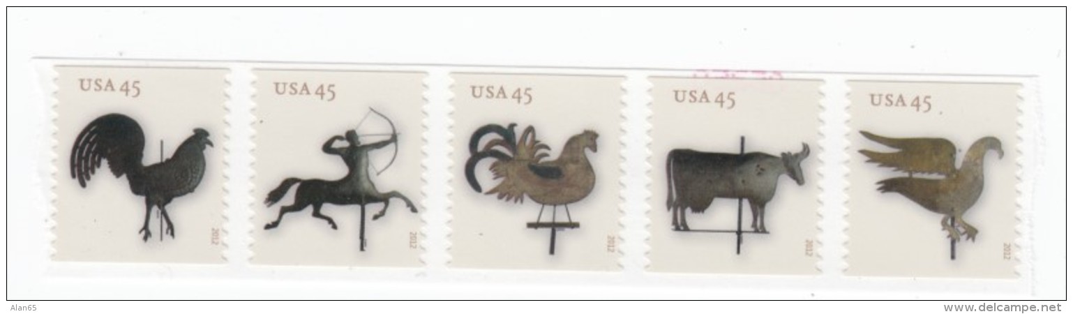Sc#4613-4617 45c Weather Vane 2012 Coil Issue, MNH Strip Of 5 US Postage Stamps With Coil Number On Back - Neufs