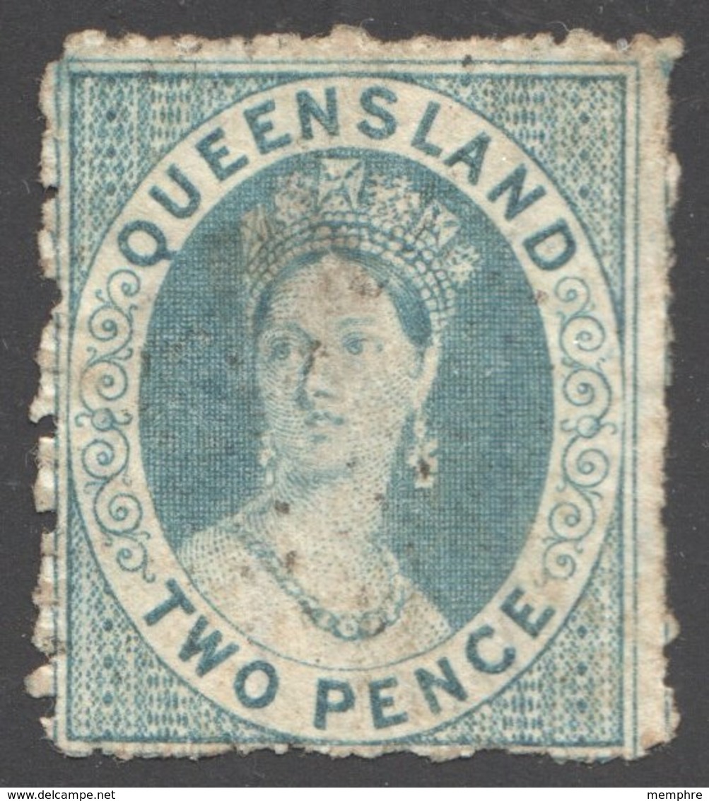 Queen Victoria 2d. Blue Wavy Lines Watermark SG 52 - Oblitérés