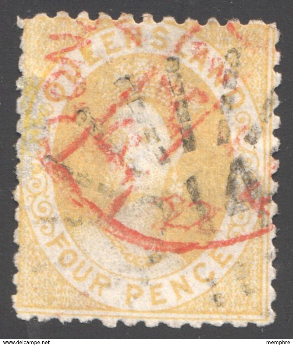 Queen Victoria 4d Yellow 2nd Transfer Perf 12  SG 103 - Oblitérés