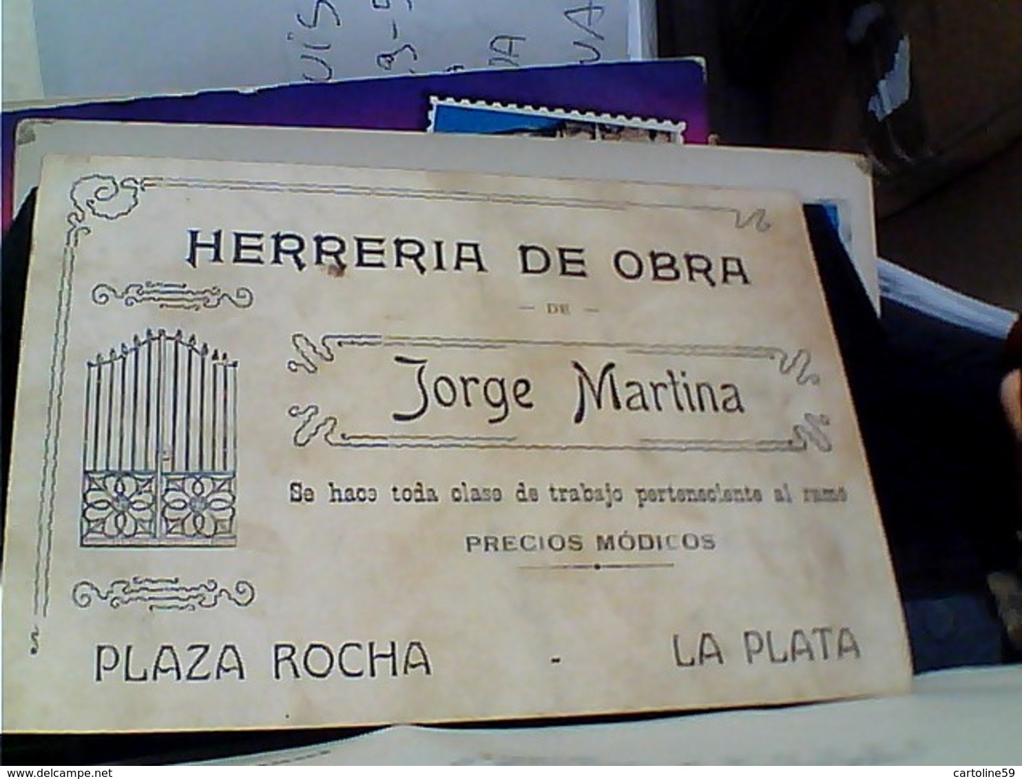 ARGENTINA LA PLATA PLAZA ROCHA MODICOS  HERRERIA DE OBRA  JORGE MARTINA  Biglietto  N1910 GU3393 - Argentina