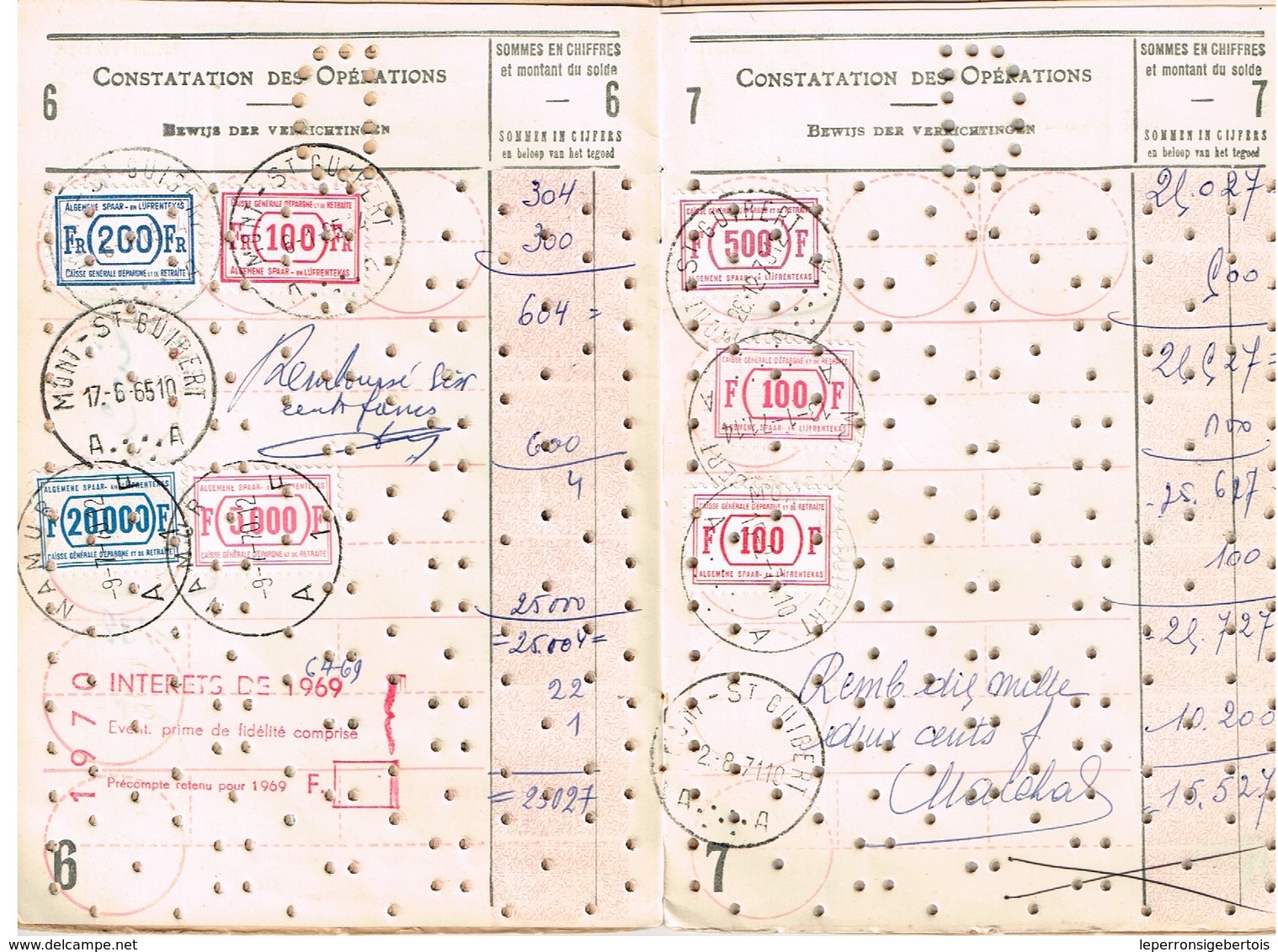 Livret D'Epargne - Spaarboekje - Caisse Générale D'Epargne Et De Retraite 1947-1974 -Mont-Saint-Guibert - Banca & Assicurazione