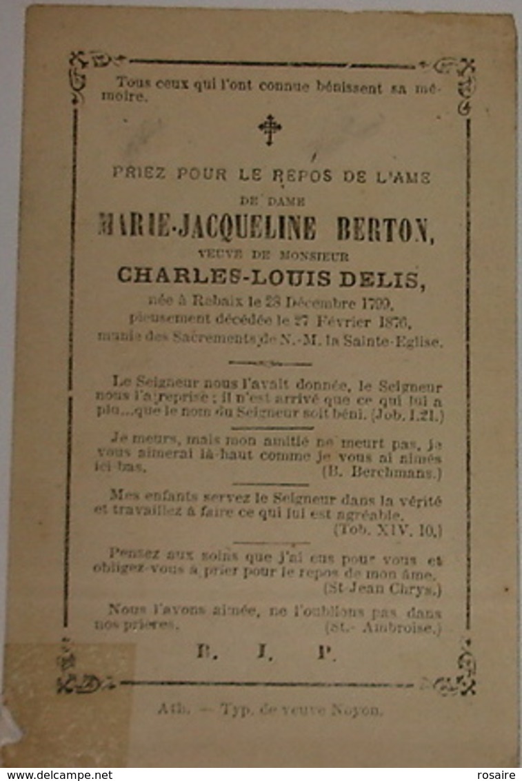 D.p Marie Jacqueline Berton-robaix 1876 - Devotion Images