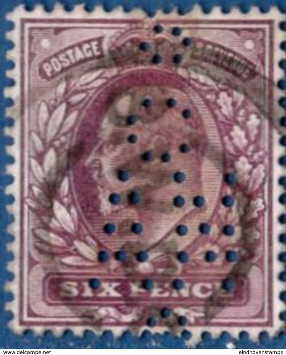 Britain 1902 6d Perfin AN C O Cancelled - Gezähnt (perforiert)