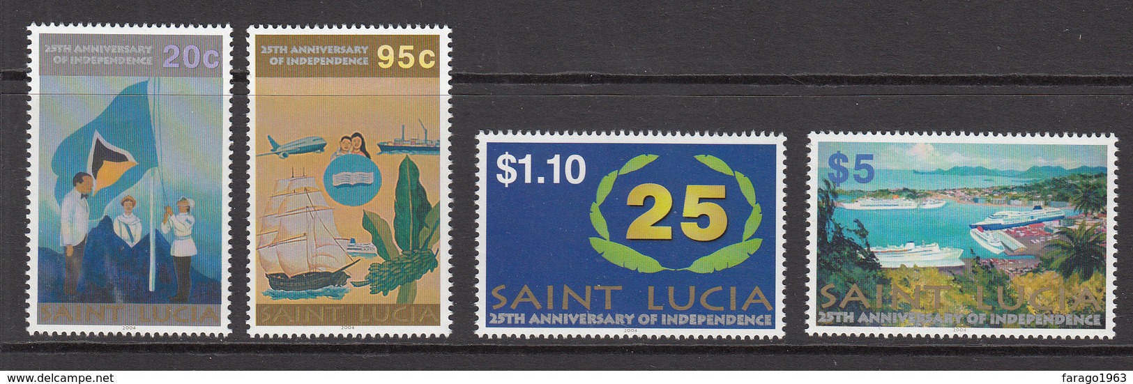 2004 St. Lucia Independence Flag Ships Aviation Complete Set Of 4 MNH - St.Lucia (1979-...)