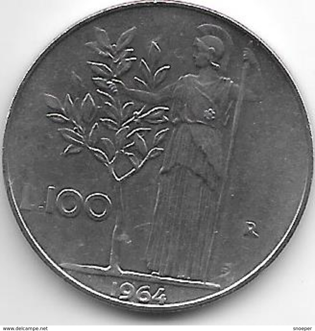 Italy 100 Lire 1964    Km 96.1  Xf+ - 50 Lire