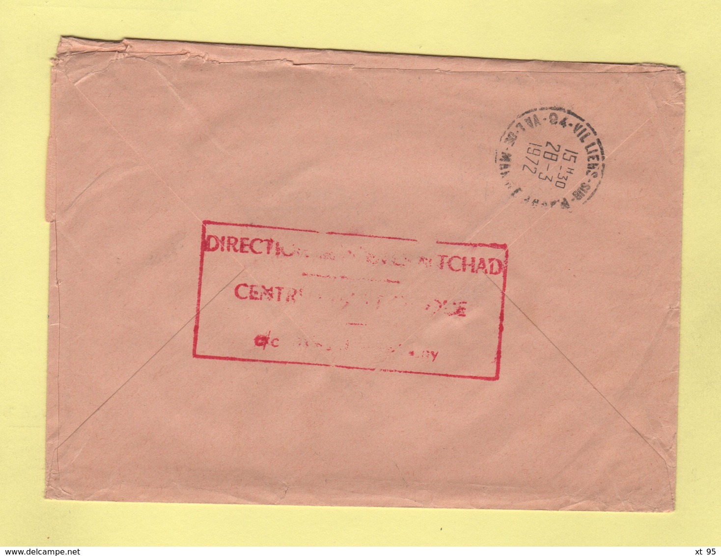 Lettre Recommandee Par Avion De Fort Lamy Tchad - Griffe Centre Douanier IXe Arrt 14 Admis Sans Visite Paris - 1972 - Chad (1960-...)