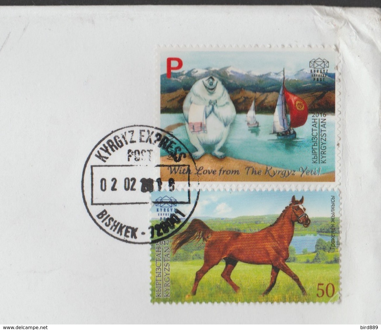 Kyrgyzstan Express Post Kyrgyz Yeti And Horse  2 Stamps Used - Kirghizistan