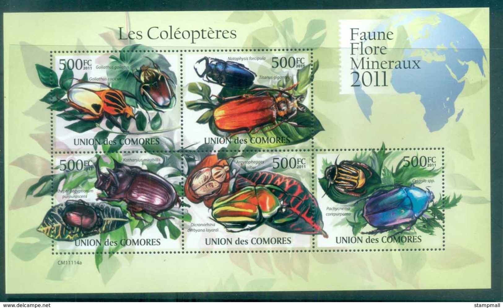Comoro Is 2011 Insects, Beetles MS MUH CM11114a - Isole Comore (1975-...)