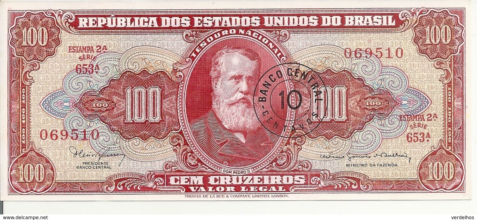 BRESIL100 CRUZEIROS ND1966-67 UNC P 185 A - Brazil