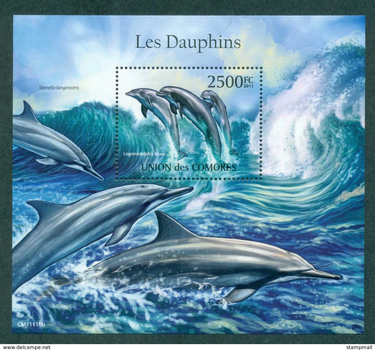 Comoro Is 2011 Marine Life, Dolphins MS MUH CM11110b - Isole Comore (1975-...)