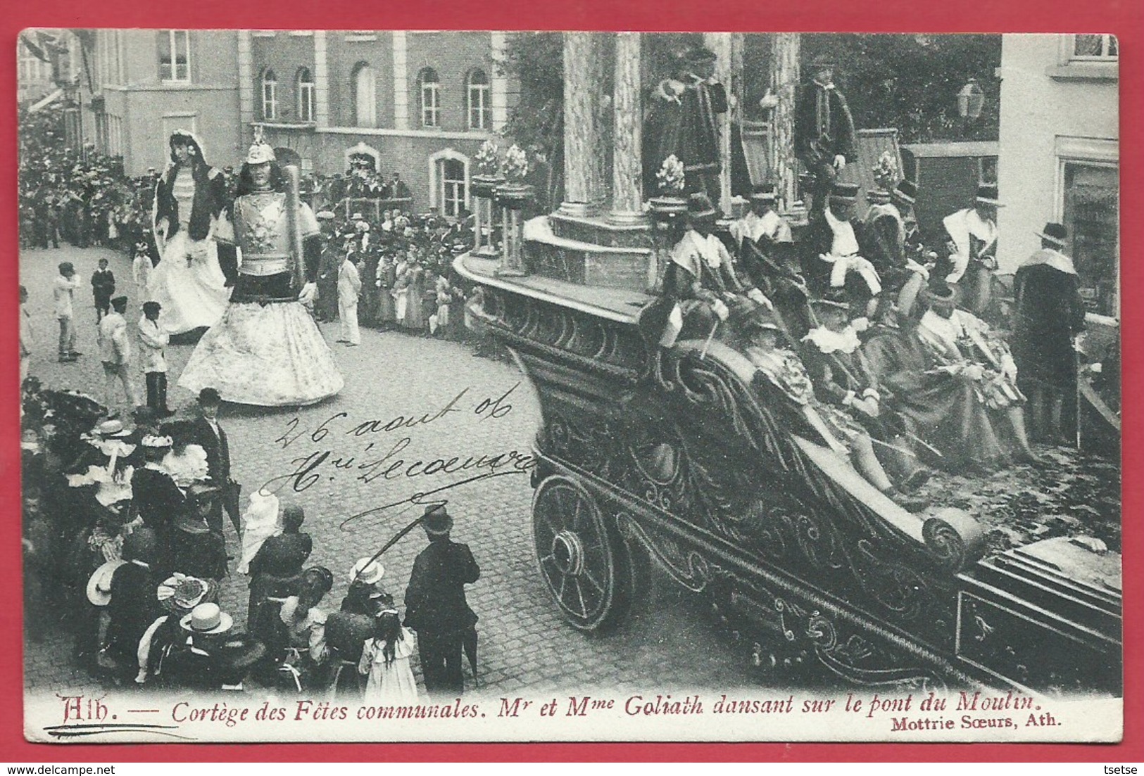 Ath - Cortège Des Fête Communales - Mr Et Mme Goliath Dansant Sur Le Pont Du Moulin ( Voir Verso ) - Ath