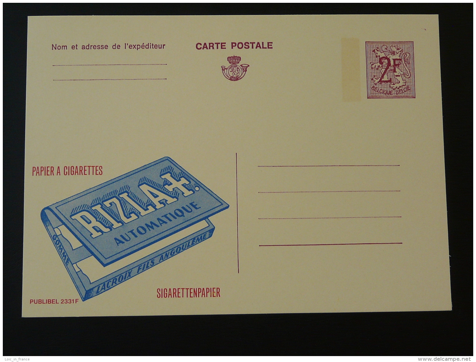 Publibel 2331 Papier à Cigarettes Tabac Tobacco Entier Postal Stationery Card Belgique - Publibels