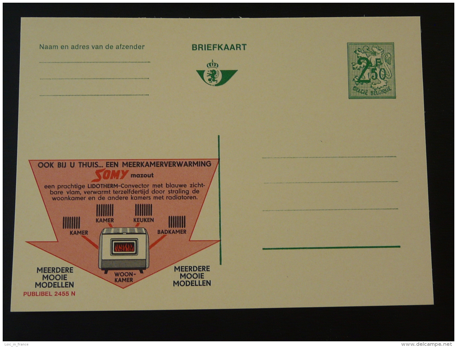 Publibel 2455 Chauffage Poele à Mazout Entier Postal Stationery Card Belgique - Werbepostkarten