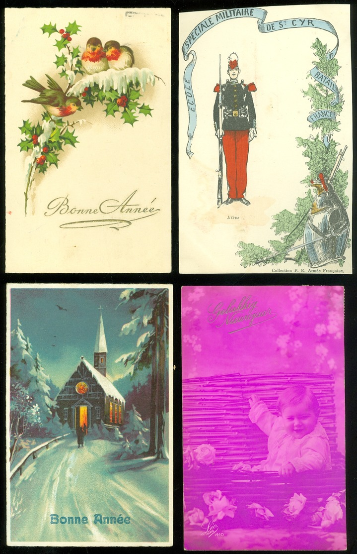 Beau lot de 60 cartes postales de fantaisie   Mooi lot 60 postkaarten van fantasie -  60 scans