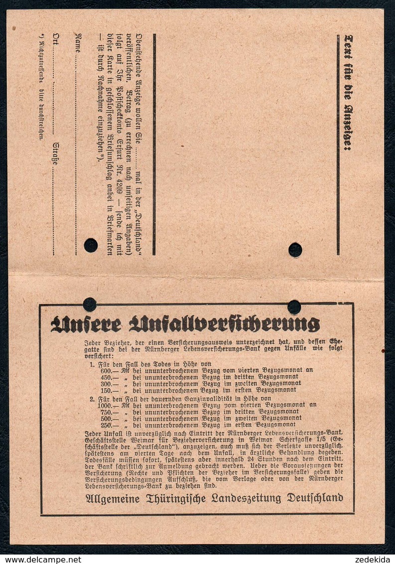 B6668 - Werbekarte Allgemeine Thüringische Landeszeitung Weimar - Briefe U. Dokumente