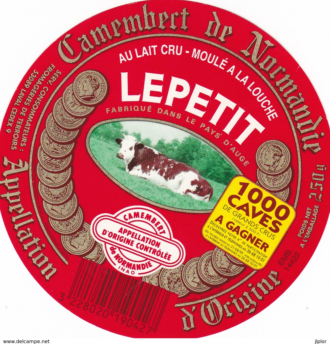 ETIQUETTE FROMAGE CAMEMBERT  - LEPETIT  -   Fab En NORMANDIE  14 - Cheese