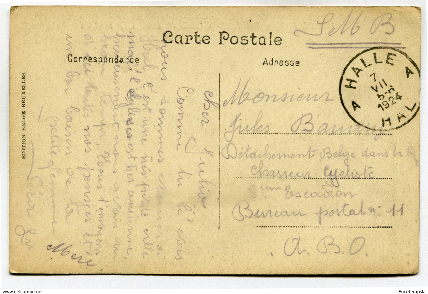 CPA - Carte Postale - Belgique - Halle - Un Bonjour - 1924 ( SV5438 ) - Halle