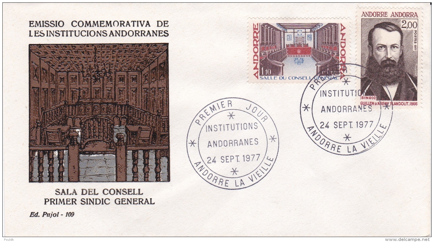 French Andorra FDC 1977 Institutions Anodrranes (DD23-8) - FDC