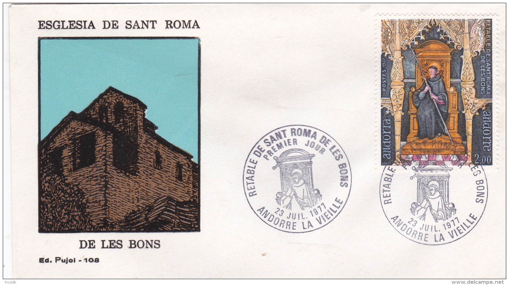 French Andorra FDC 1977 Esglesia De Sant Roma (DD23-8) - FDC