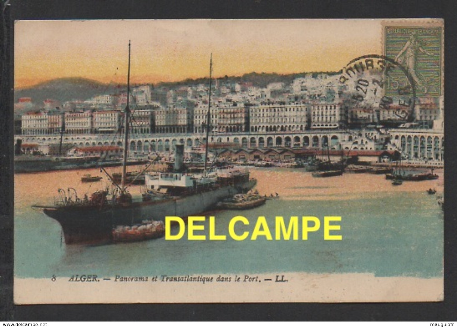 DF / ALGERIE / ALGER / PANORAMA ET TRANSATLANTIQUE DANS LE PORT / CIRCULÉE EN 1920 - Alger