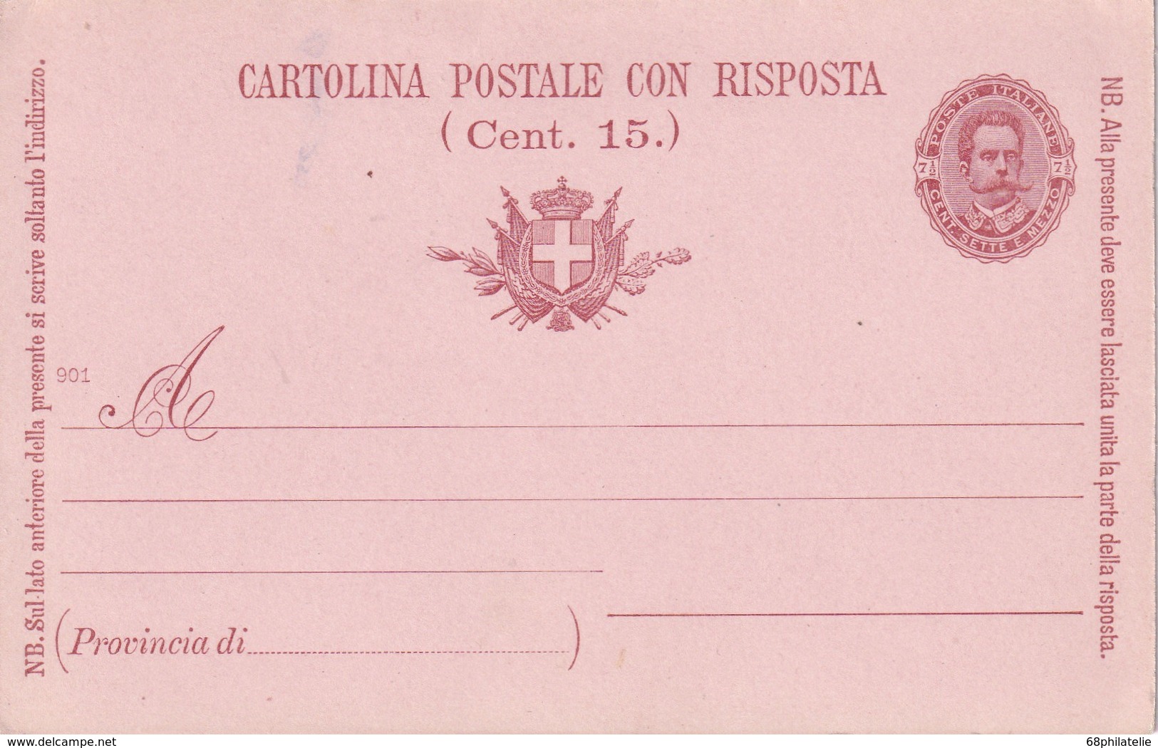 ITALIE ENTIER POSTAL CARTE AVEC REPONSE - Stamped Stationery