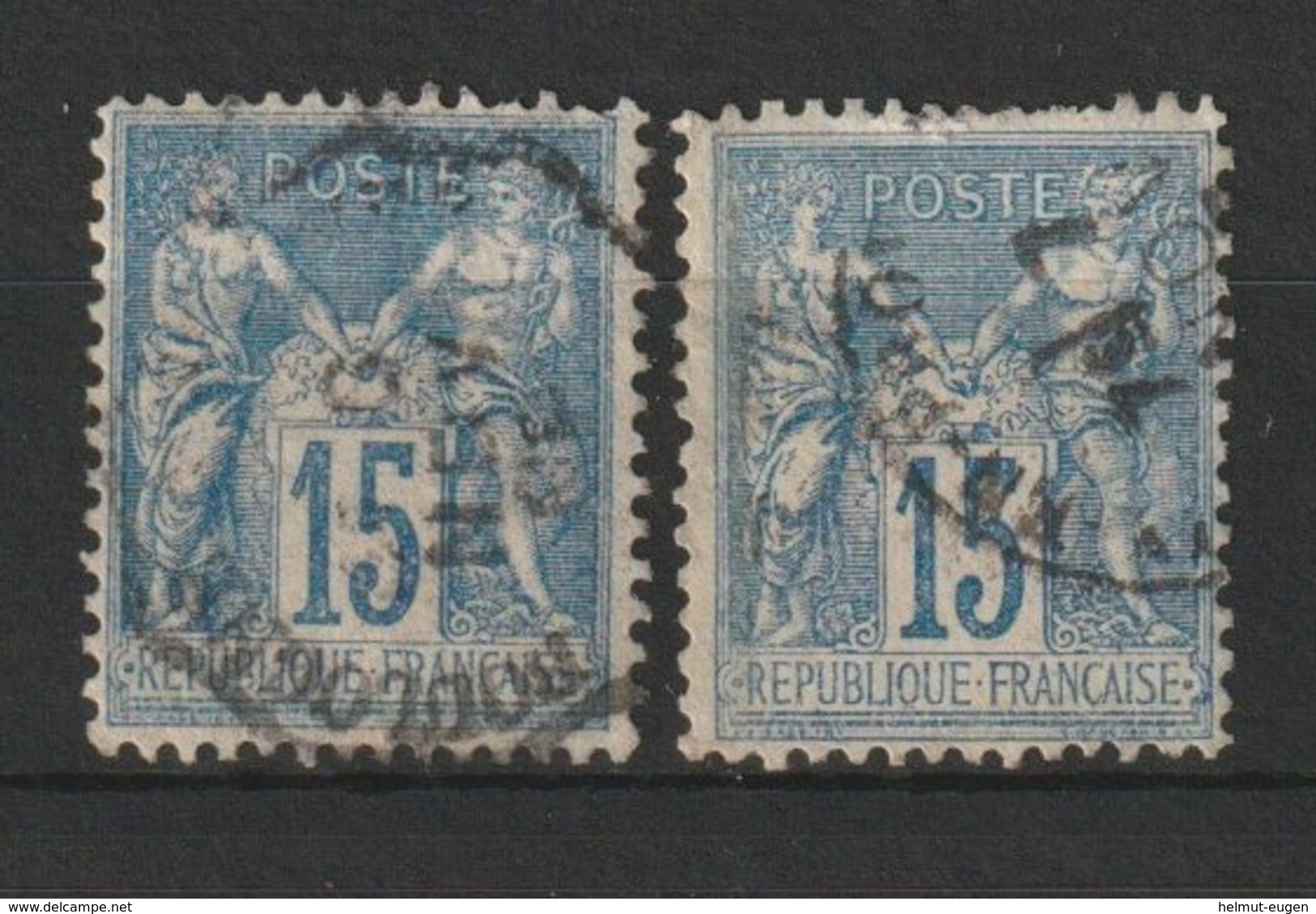 MiNr. 83 Frankreich       1892, 1. April. Freimarke: Allegorien. MiNr. 73 Mit Gitterförmigem Kreideunterdruck; - 1876-1898 Sage (Type II)