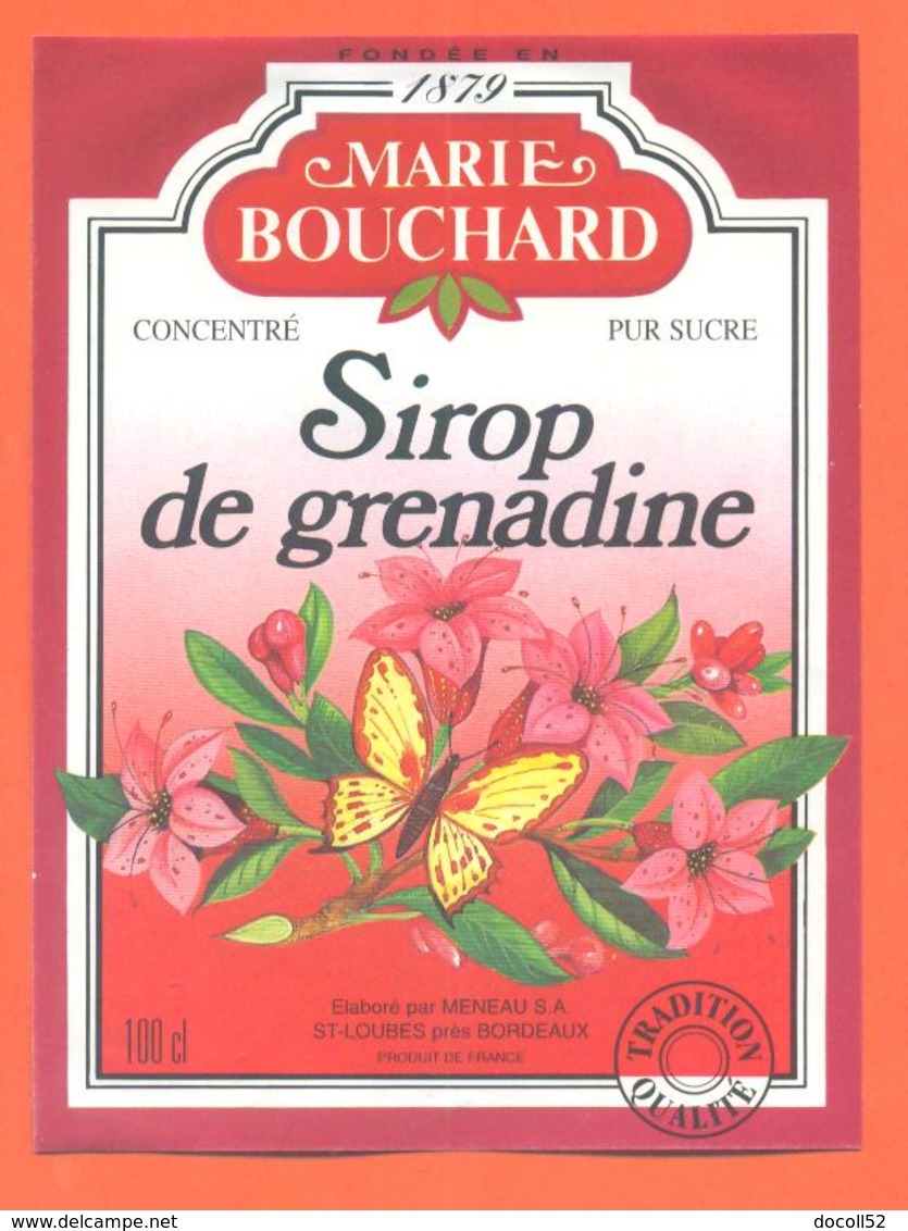 étiquette Sirop De Grenadine Marie Bouchard Meneau à Saint Loubès - 100 Cl - Fruits & Vegetables