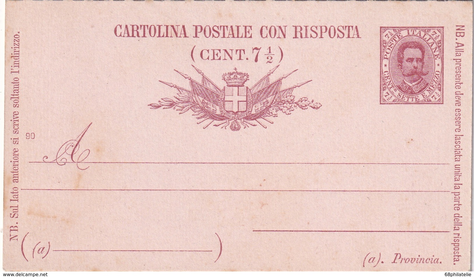ITALIE ENTIER POSTAL CARTE AVEC REPONSE - Interi Postali