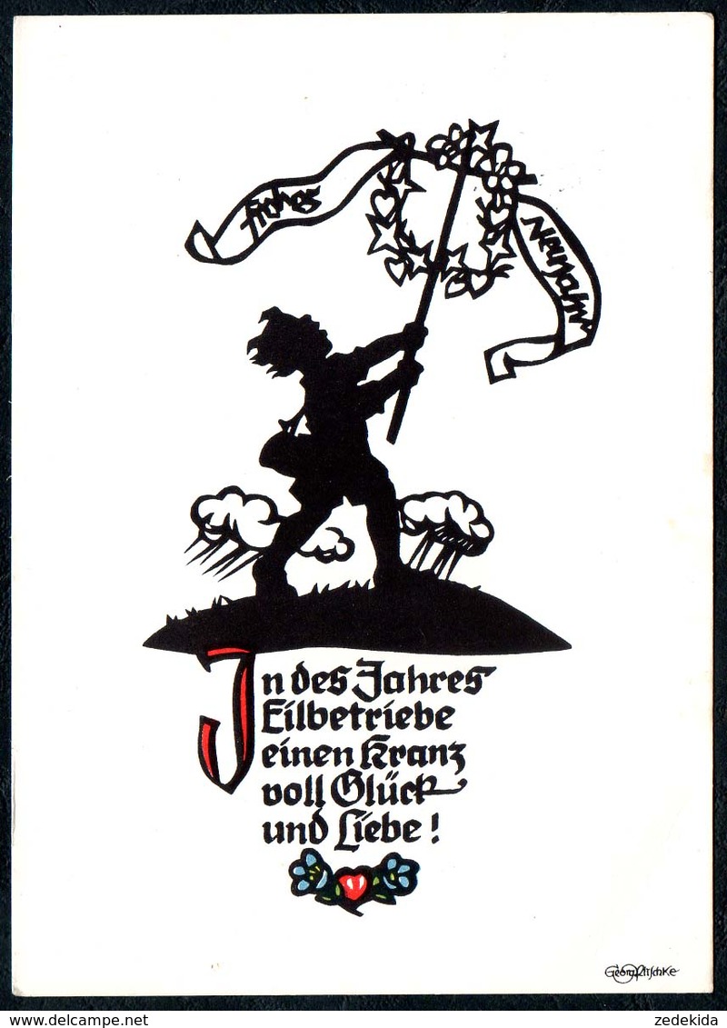 B6693 - Plischke Glückwunschkarte - Scherenschnitt - Zittau - Scherenschnitt - Silhouette