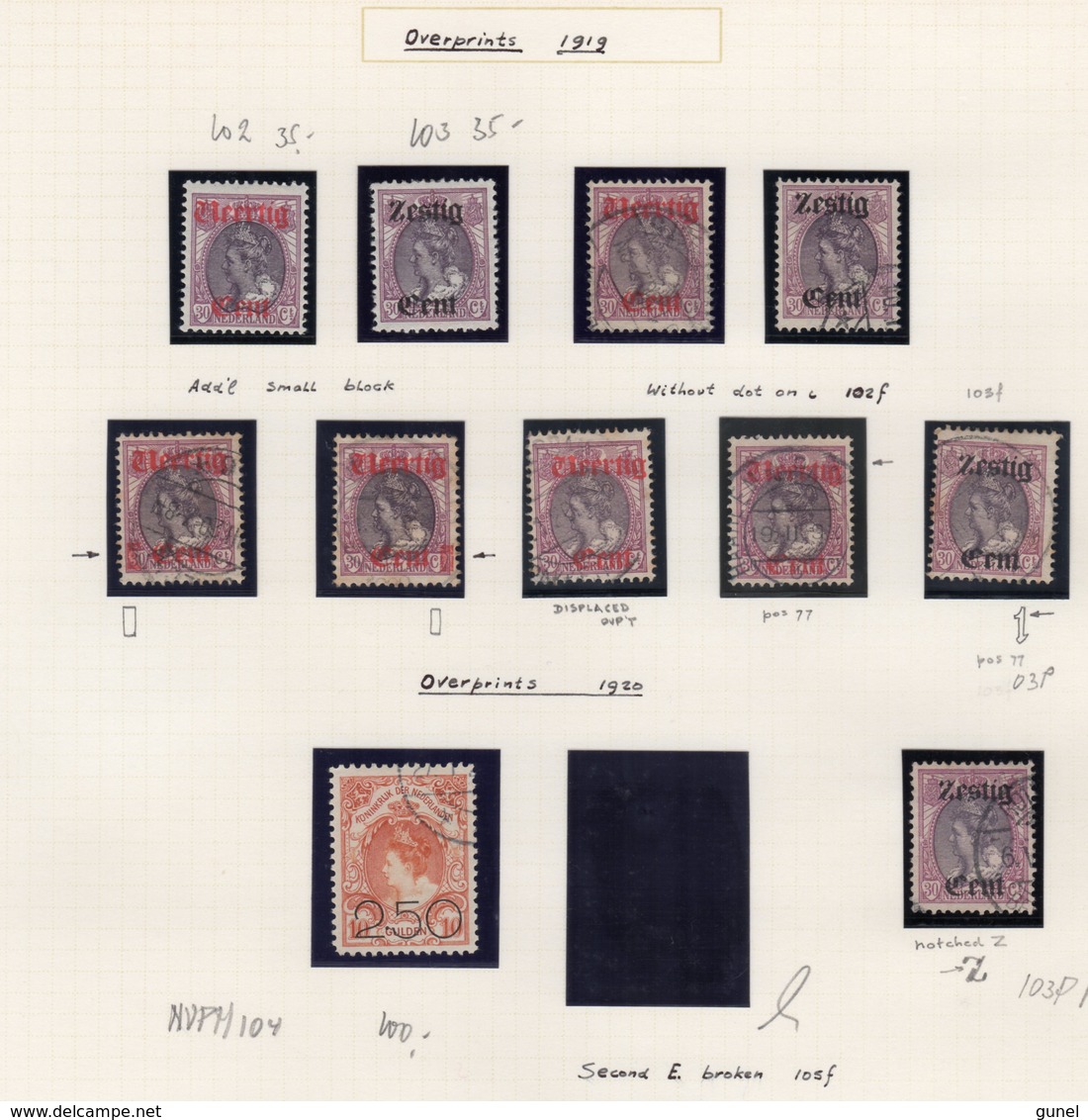 NVPH 102, 103  En 104 Ongebruikt/gebruikt  En Met Plaatfouten - Unused Stamps