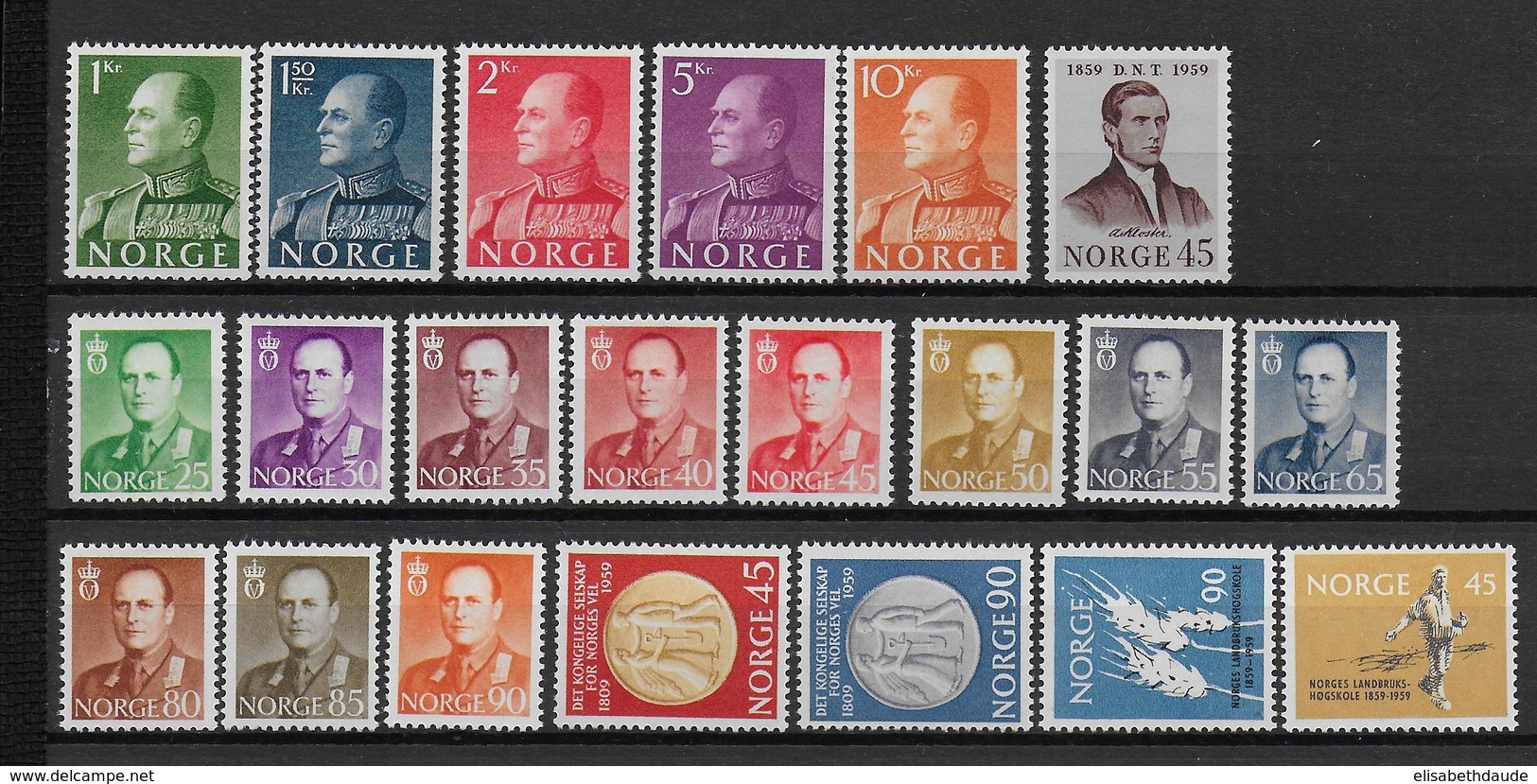 NORVEGE - ANNEES COMPLETES 1958/59 **/MNH - COTE YVERT = 143 EUR. - Années Complètes