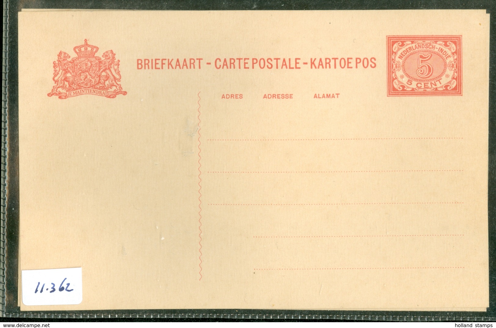 NEDERLANDS-INDIE ONGEBRUKTE BRIEFKAART  (11.362) - Niederländisch-Indien