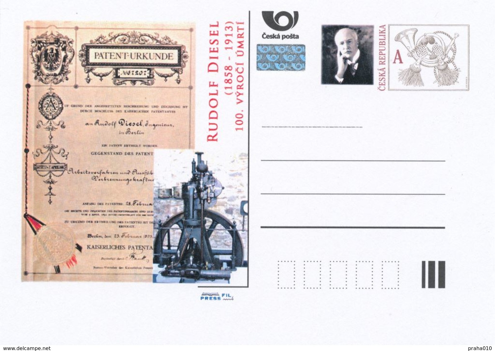 Rep. Ceca / Cart. Postali (Pre2013/42) Rudolf Diesel (1858-1913), Inventore E Ingegnere Meccanico Tedesco - Ansichtskarten