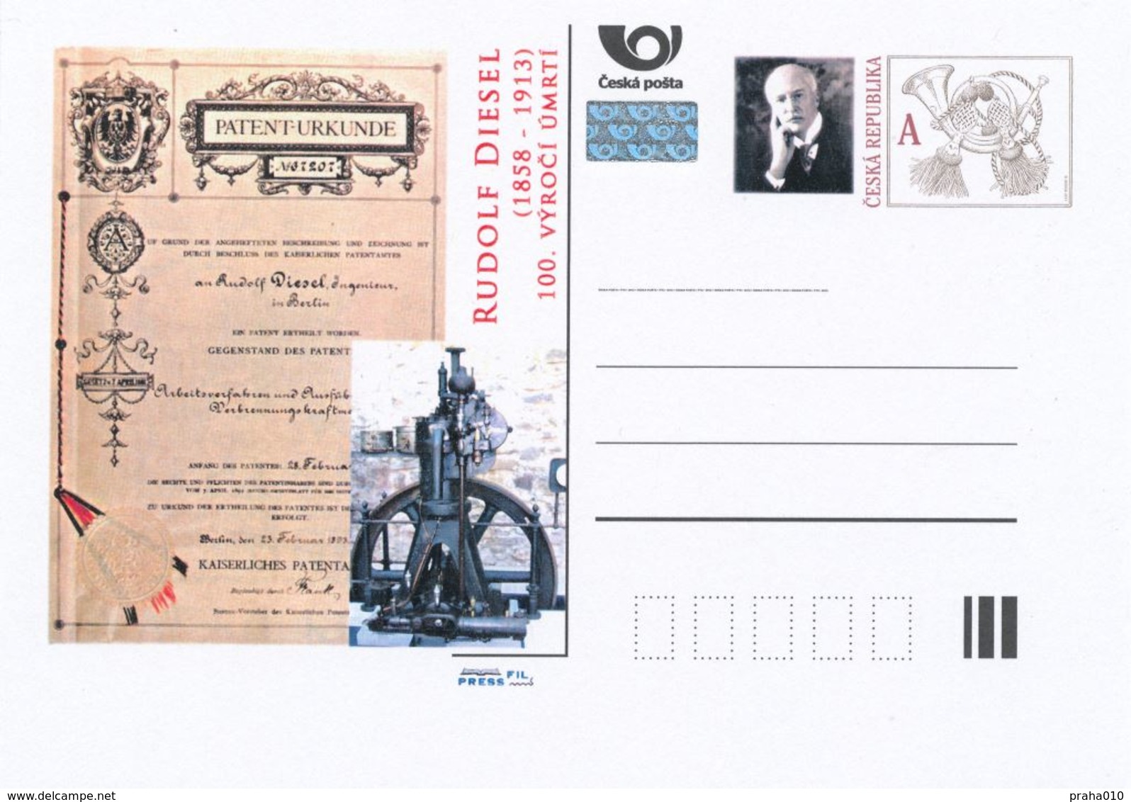 Rep. Ceca / Cart. Postali (Pre2013/42) Rudolf Diesel (1858-1913), Inventore E Ingegnere Meccanico Tedesco - Fabbriche E Imprese