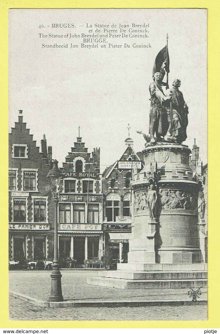 * Brugge - Bruges (West Vlaanderen) * (DG, Nr 46) Statue Jean Breydel Et Pierre De Coninck, Grand'Place, Markt, Café - Brugge