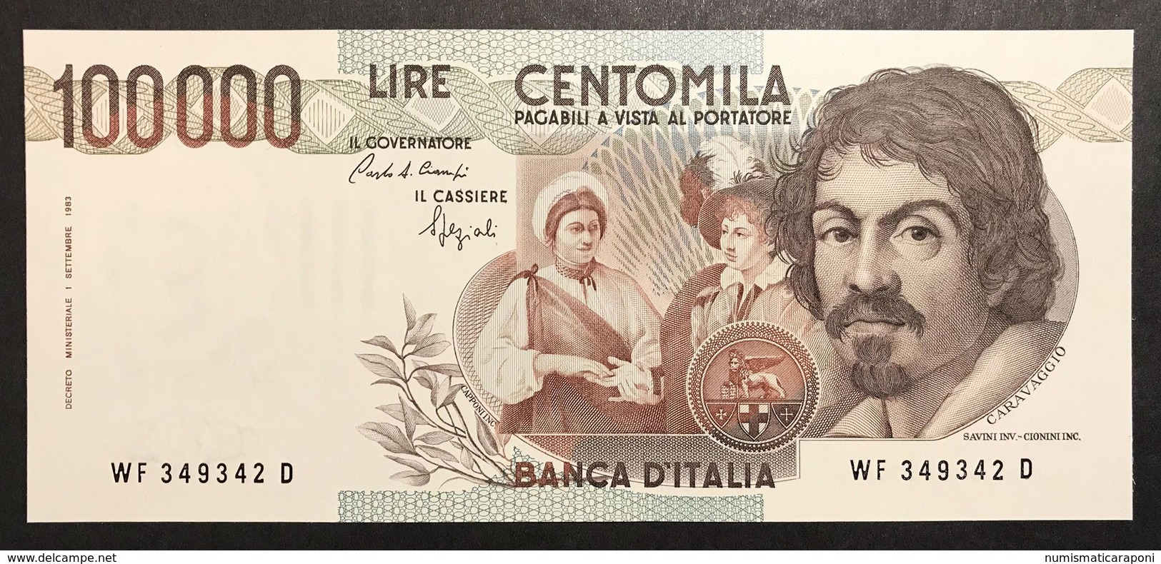 100000 Lire Caravaggio I° Tipo 1993 F  Q.fds Ottimo Biglietto LOTTO 2331 - 100000 Lire