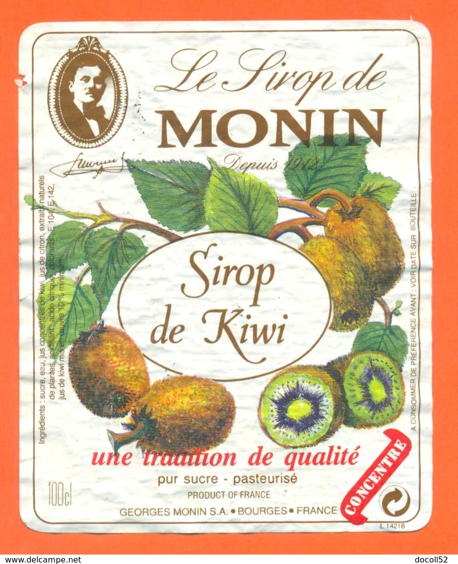 étiquette De Sirop De Kiwi Monin à Bourges - 100 Cl - Fruits & Vegetables