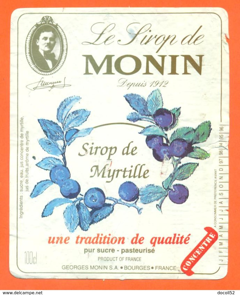 étiquette De Sirop De Myrtille Monin à Bourges - 100 Cl - Fruits & Vegetables