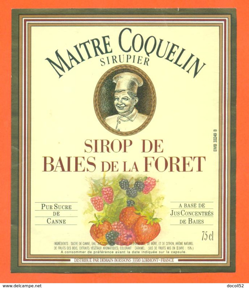 étiquette + Etiq De Dos De Sirop De Baies De La Foret Maitre Coquelin à Lormont - 75 Cl - Fruits & Vegetables