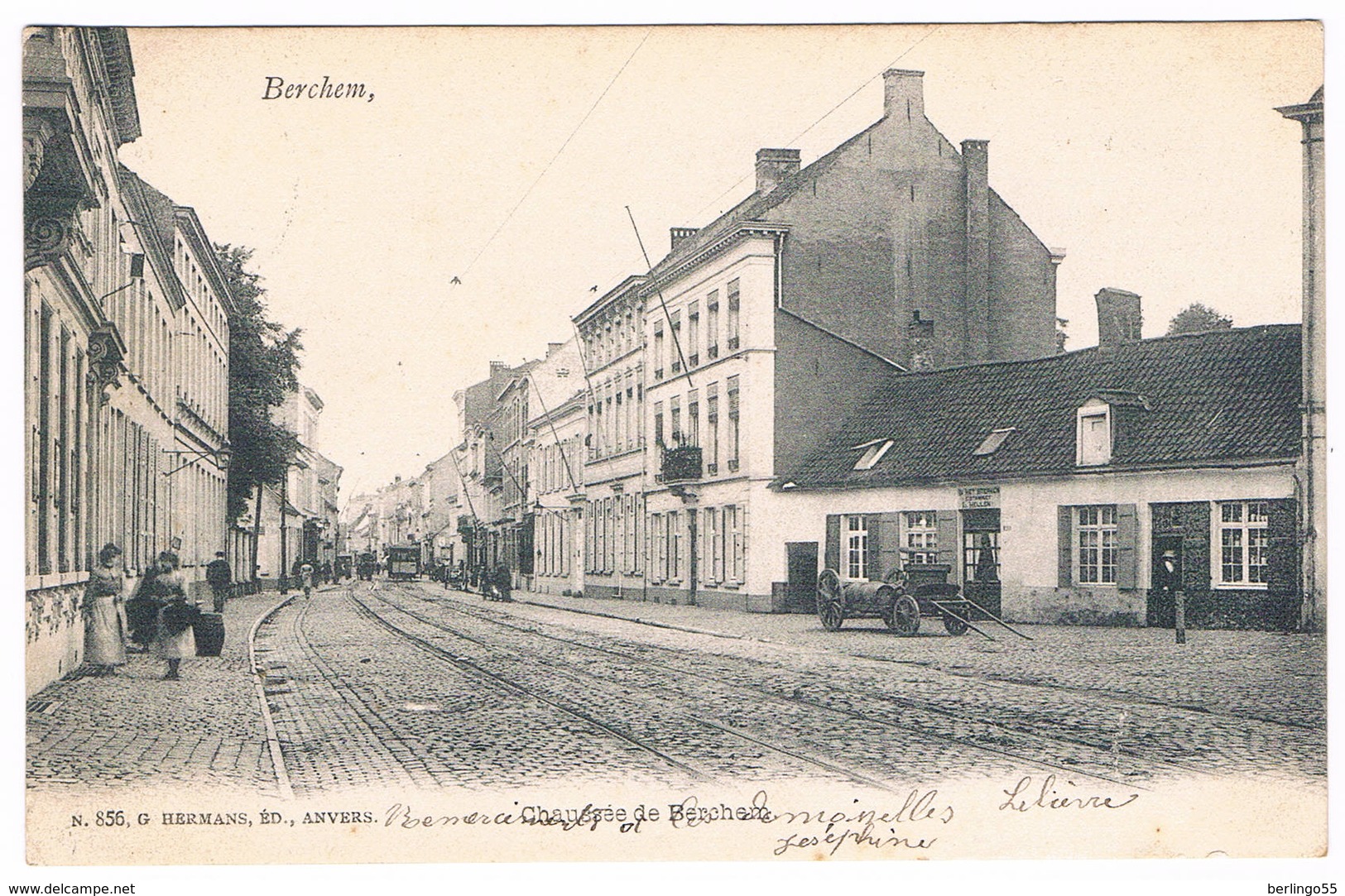 N°. 856. Berchem - Chaussée De Berchem 1904 (Geanimeerd  + Tram + Wagen Met Tonnen) - Andere & Zonder Classificatie