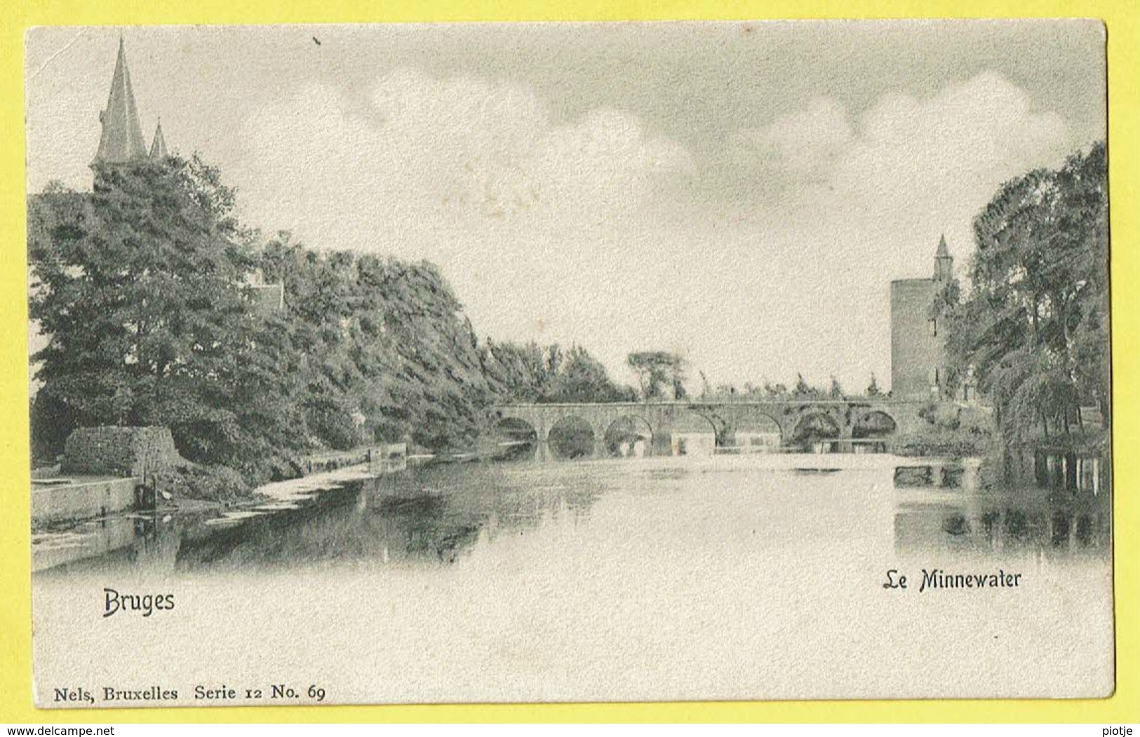 * Brugge - Bruges (West Vlaanderen) * (Nels, Série 12, Nr 69) Le Minnewater, Lac D'amour, Pont, Tour, Vestingen, Rare - Brugge