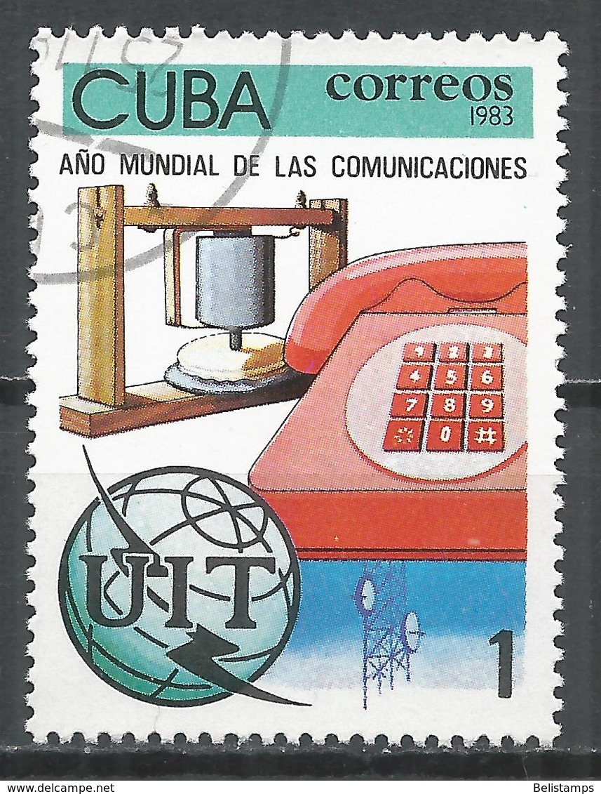 Cuba 1983. Scott #2623 (U) World Communications Year, Bell's Gallow Frame, Telephone - Oblitérés
