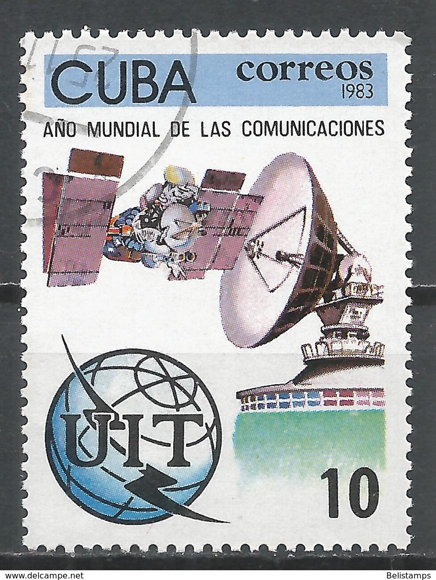 Cuba 1983. Scott #2625 (U) World Communications Year, Satelite, Satelite Dish - Oblitérés