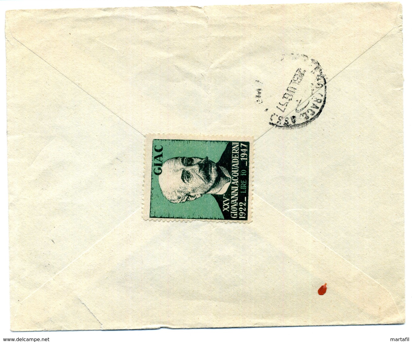 1957 Rep. It. Busta Erinnofilo "Giovanni Acquaderni" Al Verso (25.7.57) - 1946-60: Storia Postale