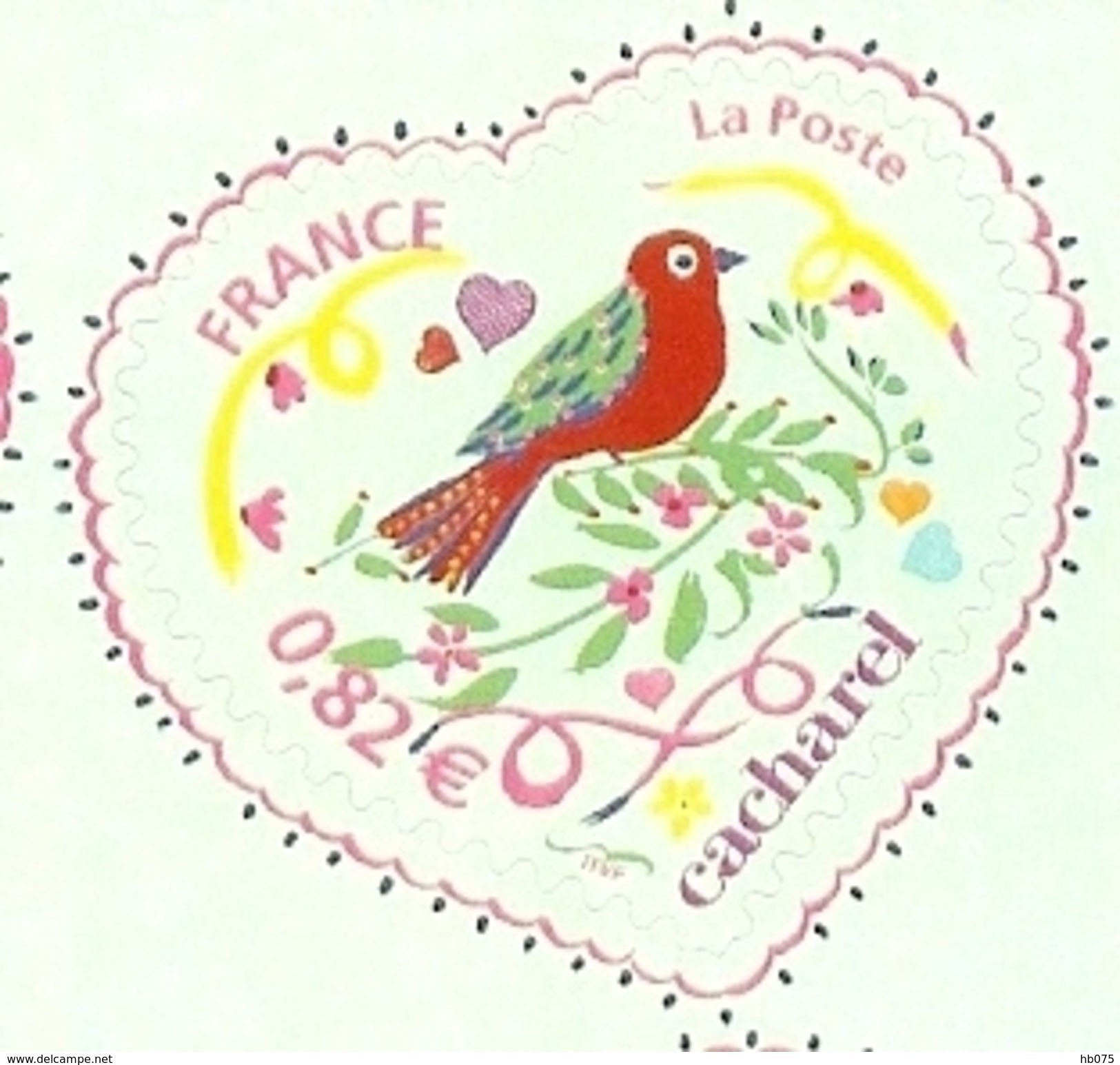 HB-P 065 France 4 Timbres Adhésifs 3748B Saint-Valentin Coeur 2005 De La Maison De Couture Cacharel Issus De Feuille - Autres & Non Classés