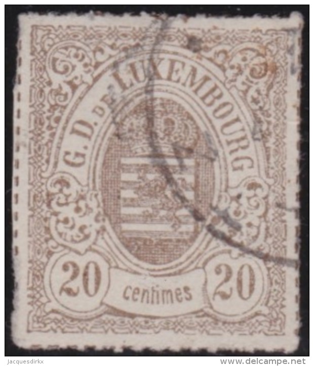 Luxembourg     .    Yvert    .    19       .     O     .        Oblitéré    .      /     .    Gebraucht - 1859-1880 Wapenschild