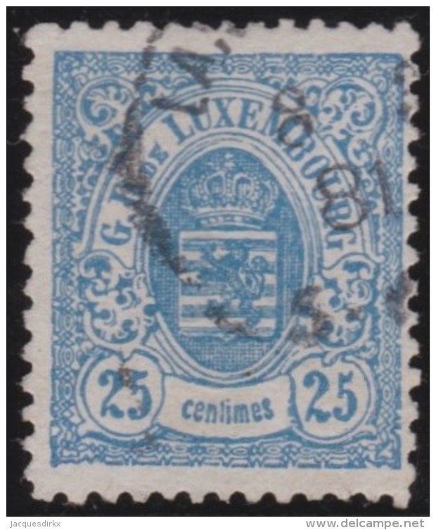 Luxembourg     .    Yvert    .  45  .   Perf.  12 1/2        .     O     .        Oblitéré    .    /     .    Gebraucht - 1859-1880 Wapenschild