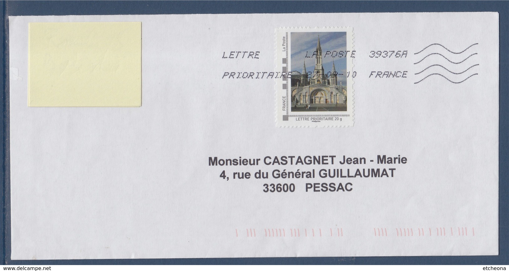 Lourdes La Basilique, TVP LP Oblitéré 27.09.10 Sur Enveloppe Cadre MonTimbraMoi - Briefe U. Dokumente