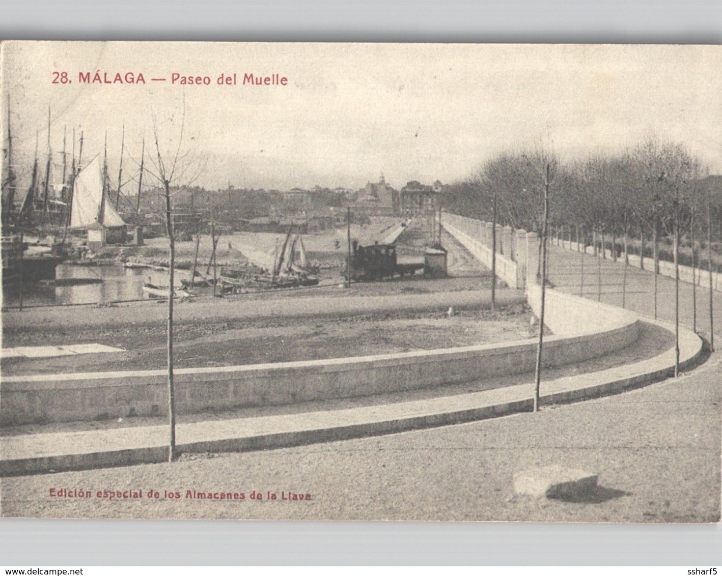 4 postales MALAGA HACIENDE DE GIRÓ, Parque, Panorama, Treno Paseo del Muelle 1913