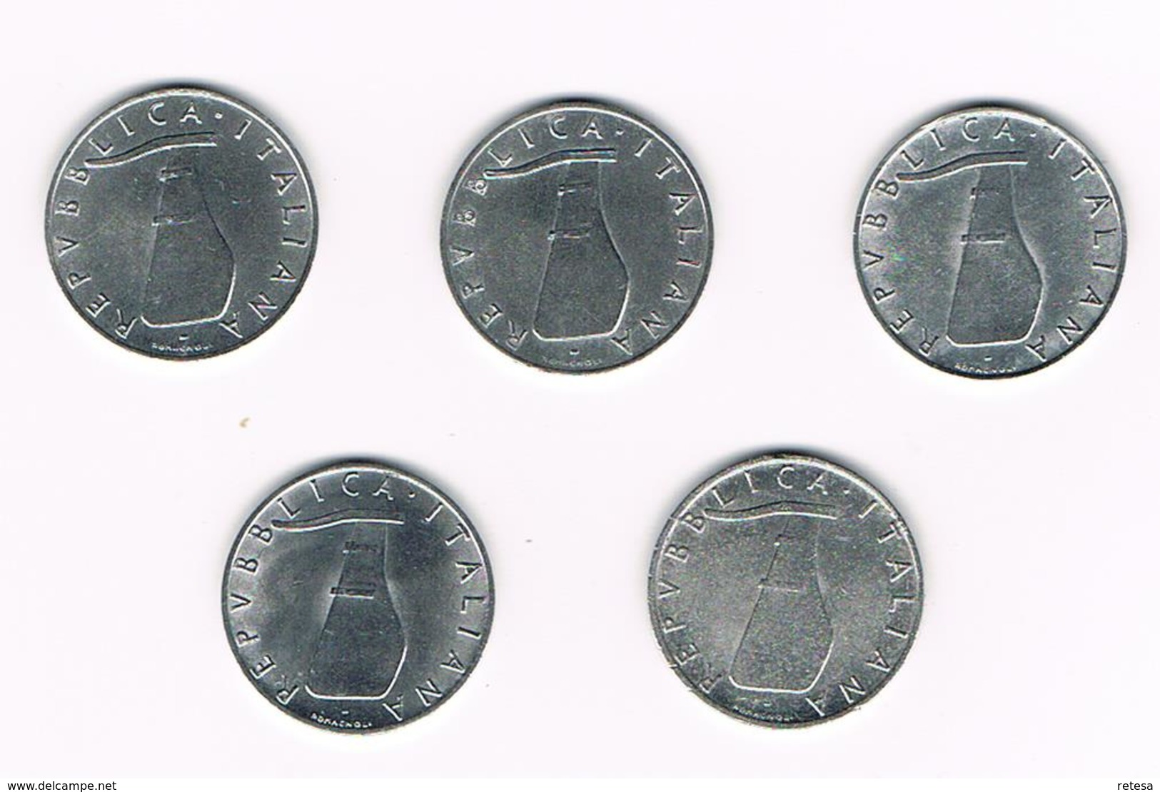 =&   ITALIE  5 X 5  LIRE  1952/53/54/55/69 - 5 Lire